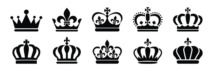Royal Crowns for Luxury and Heraldic Designs Featuring Fleur de Lis, Monarchy, Medieval Sovereignty, Imperial Prestige, and Decoration © Samima Akter
