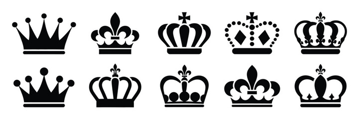 Royal Crowns for Luxury and Heraldic Designs Featuring Fleur de Lis, Monarchy, Medieval Sovereignty, Imperial Prestige, and Decoration ©  