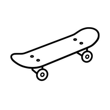 Skateboard icon flat outline in black
