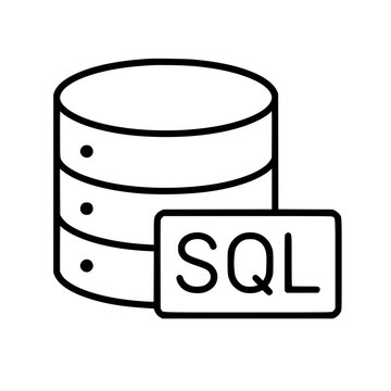 SQL icon flat outline in black
