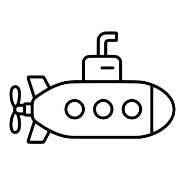 Submarine icon flat outline in black