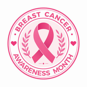 Breast Cancer Awareness Month Pink Ribbon Badge Vector Design