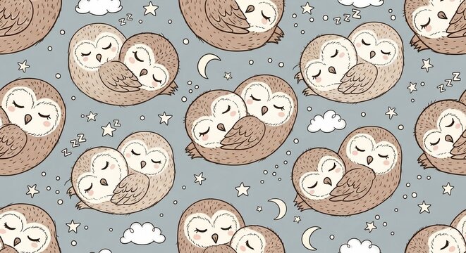 Whispers of Sleep: Owlets Embrace the Night