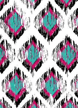 Abstract Ikat Tribal Diamond Pattern Seamless Background Design