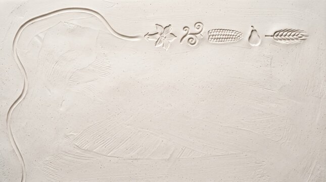 Thanksgiving white background border sculpted in 3D plaster relief icons for architectural interior design