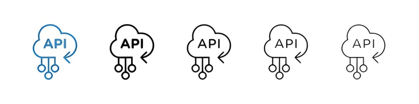 API icons collection vectors for web ui. Thin line customizable illustration. Contour symbol. Vector isolated outline drawing. Editable stroke