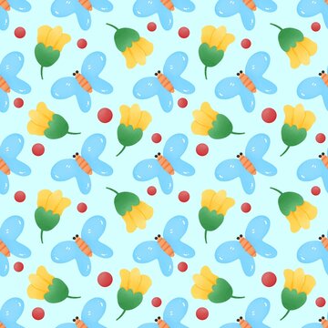 seamless pattern with flower and butterfly

