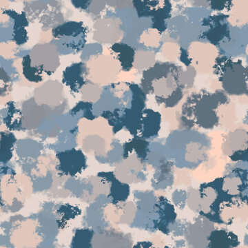 Abstract Blue and Beige Mottled Organic Shapes Seamless Background