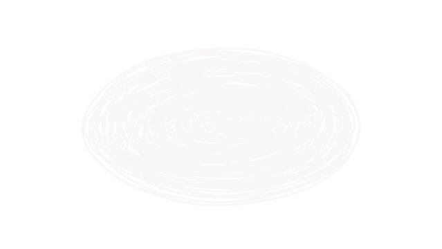 White scribble oval frame doodle element isolated on transparent background. Minimalist circular doodle banner and text backdrop element for graphic design, photo retouching, and overlays.