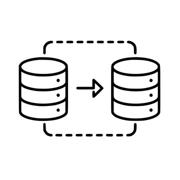 Data migration icon flat outline in black