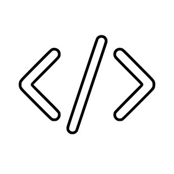 Display code icon flat outline in black