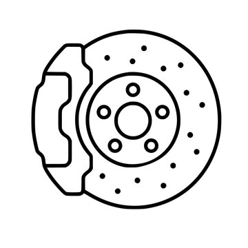 Disk brake icon flat outline in black