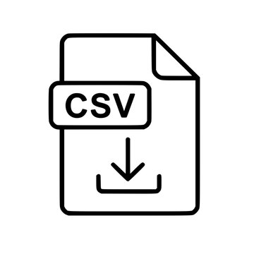 Download CSV file icon flat outline in black