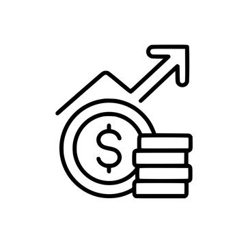 Earning icon flat outline in black