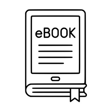 Ebook icon flat outline in black