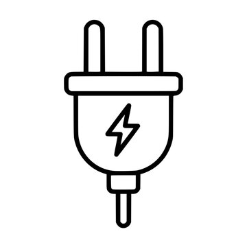 Electric plug icon flat outline in black