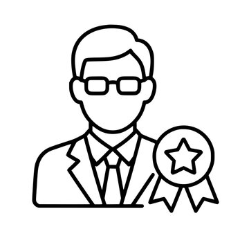 Expert professional icon flat outline in black