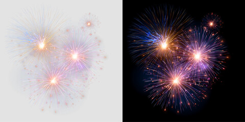 Fototapeta premium Abstract Glowing Fireworks Collection with Colorful Sparkles