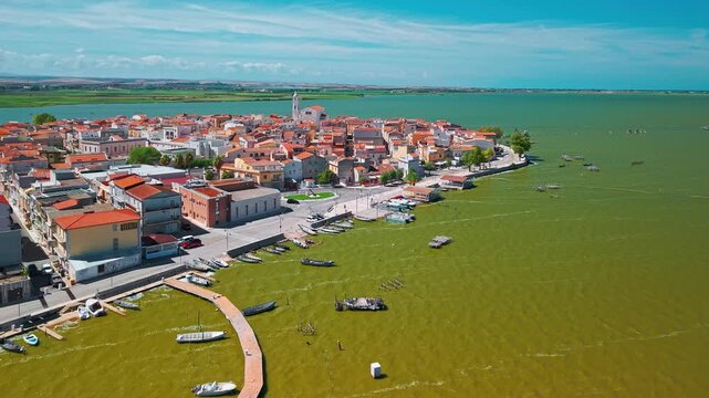 Aerial View of Lesina town and Lagoon, Italy