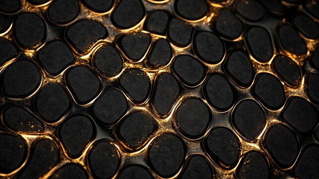 Abstract black and gold pattern - modern geometric texture with glossy accents
