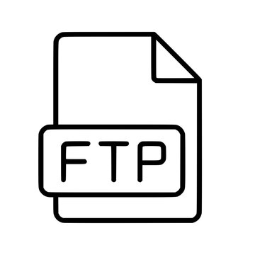 FTP icon flat outline in black