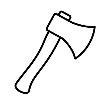 Hatchet icon flat outline in black