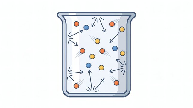 Gas pressure inside container concept with moving molecules colliding against beaker walls scientific physics illustration