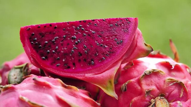 Fresh Red Dragon Fruit in a Woven Basket	