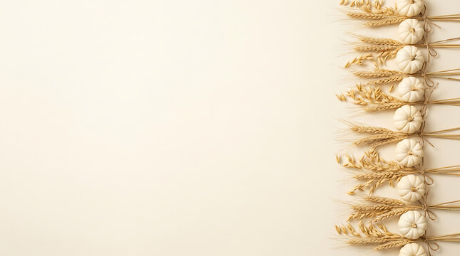 A beautiful autumn harvest blend featuring dried wheat cotton stems and seasonal foliage creating a warm and inviting thanksgiving and halloween aesthetic