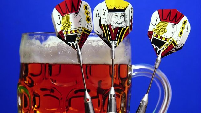 Beer and darts in an English pub 