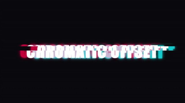 Chromatic offset text animation with horizontal color splitting glitch on black background