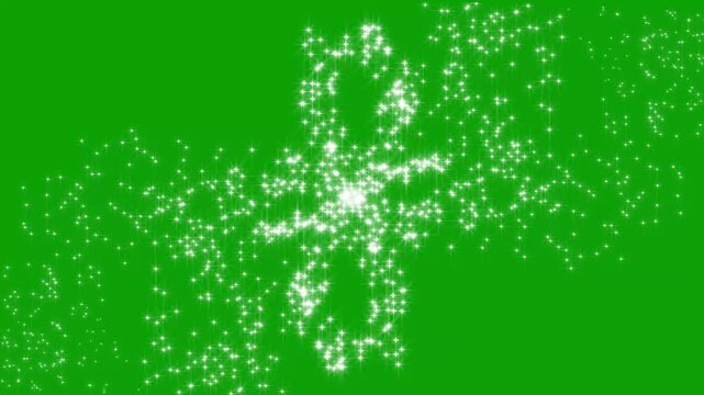glitter star line trail with glowing sparkle dust, white cartoon blinking stars,  doodle shine, smooth magical starlight motion and shimmering particles on green screen background, 4K.