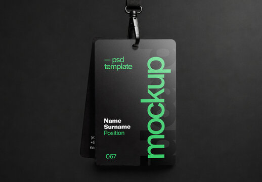Blank ID Card Mockup With Lanyard for Corporate Badge and Branding Presentation