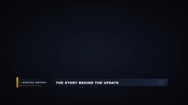 Orange special report news headline lower third graphic on dark background