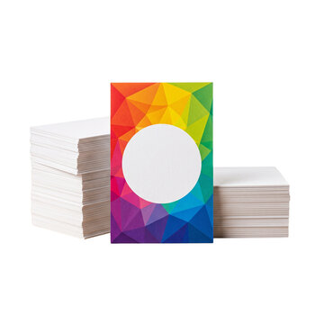 Blank Business Card Mockup with Colorful Geometric Design and White Circle