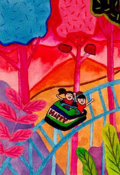 Kids on a rollercoaster