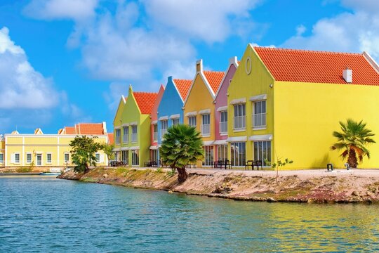 Typical colorful houses of Kralendijk town. Bonaire, Caribbean Netherlands