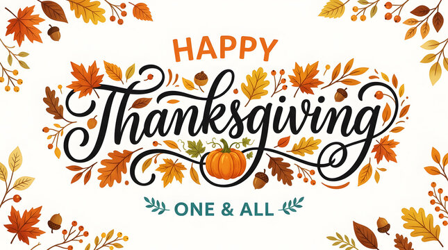 Happy thanksgiving greeting card design with colorful autumn fall leaves