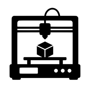 3D printer icon flat outline in black