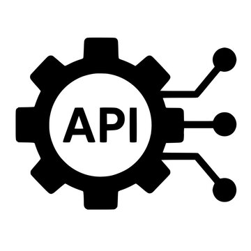 API icon flat outline in black