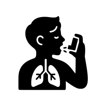 Asthma icon flat outline in black