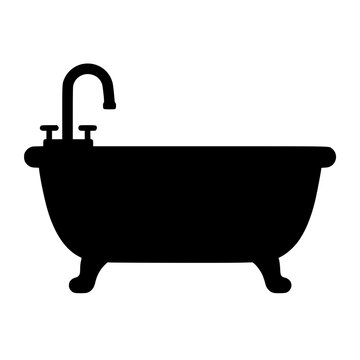 Bath tub icon flat outline in black