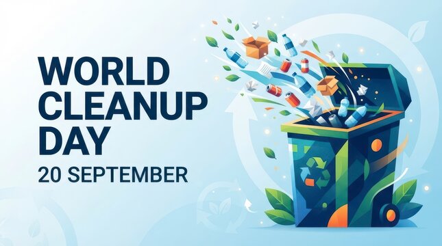 World Cleanup Day trash bin overflowing with waste