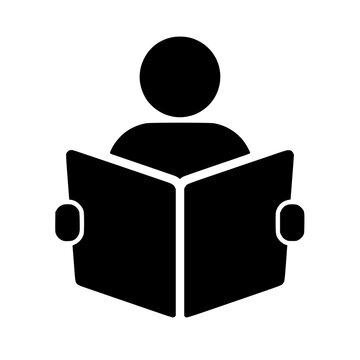 Book open reader icon flat outline in black