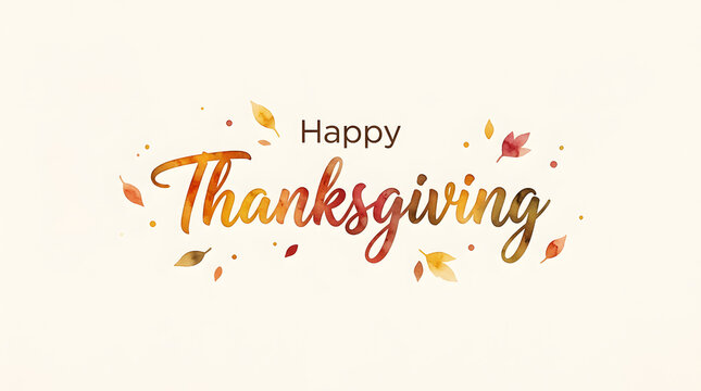 Elegant happy thanksgiving greeting card design with falling autumn leaves