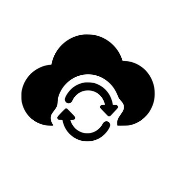 Cloud sync icon flat outline in black