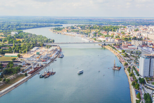 Aerial view of Belgrade Fortress at Sava Danube confluence
