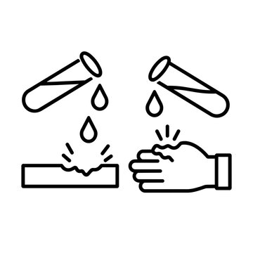 Corrosive substance icon flat outline in black
