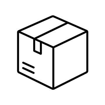 Courier box icon flat outline in black