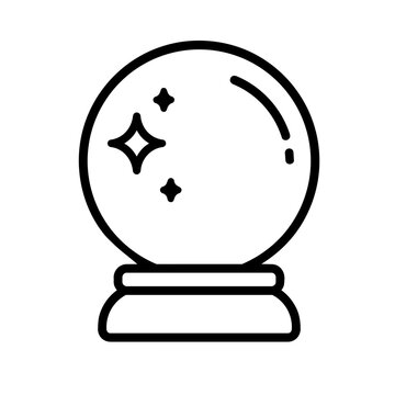Crystal ball icon flat outline in black